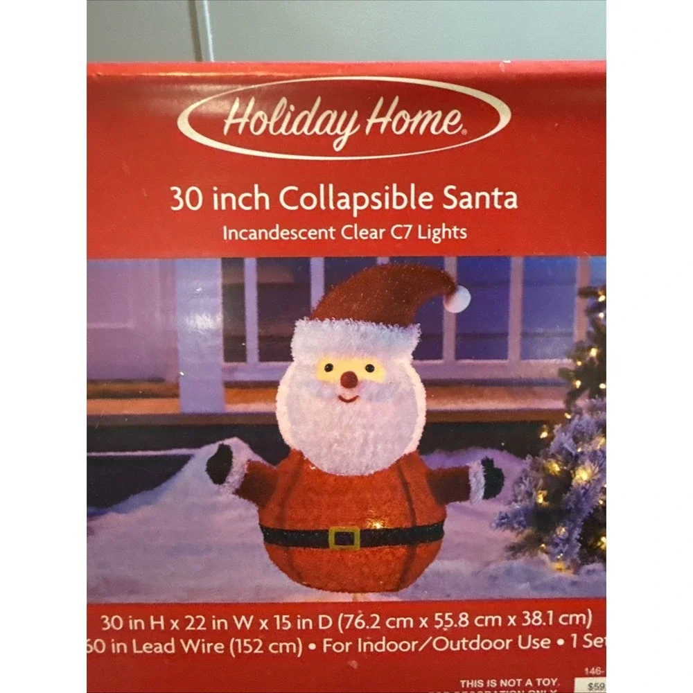 Holiday Home Lighted Christmas Santa Collapsible 30